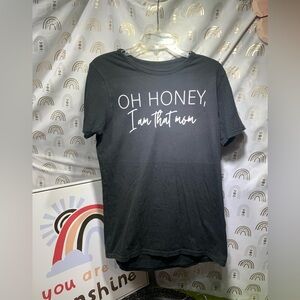 Black Graphic Tee with White Text Upcycled